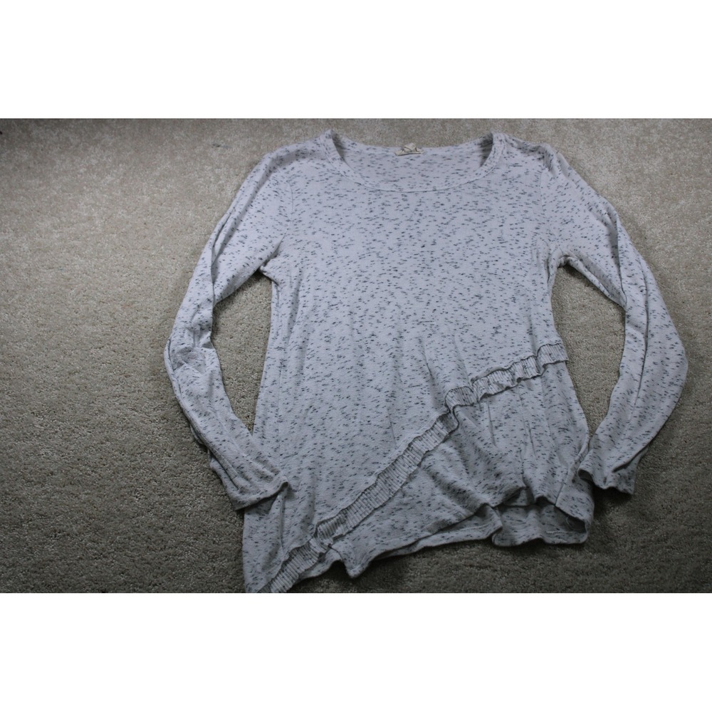 Como Blu Sweater Womens Small Long Sleeve Ruffle Hem Soft Pullover Lightweight